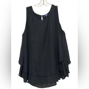 Kaari Blue Elegant Black Sleeveless Blouse